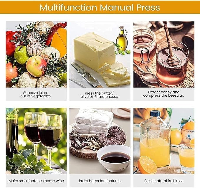 Fruit Wine Press with filter bag - 100% Natural Juice Making for Apple/Carrot/Orange/Berry/Vegetables,Food-Grade Stainless Steel Cheese&Tincture&Herbal Press