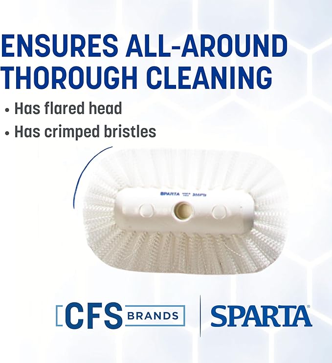 SPARTA 5-1/2" Tank and Kettle Scrub Brush Head Heavy-Duty Tile Brush, Handle Compatible (Sold Separately) for Access in Spacious Containers, Nylon Bristle, 9.5 x 5.5 x 4 Inches, White
