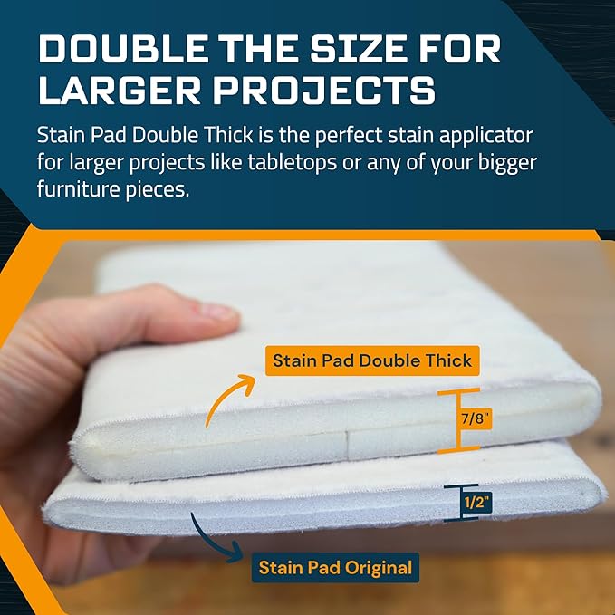MāKRS Double Thick Stain Pad, Cut-to-Size Staining Pads, 2-Pack, Lint, Snag, Streak-Free Applicator, Micro Brush Material, Wood Stains and Oil Based Finishes, Easy to Use with Consistent Application