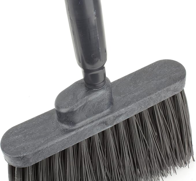 SPARTA 41083EC03 Plastic Color Coded Broom, Unflagged Bristles, Long Broom With Angled Head For Small Debris Cleaning, 56 Inches, Black