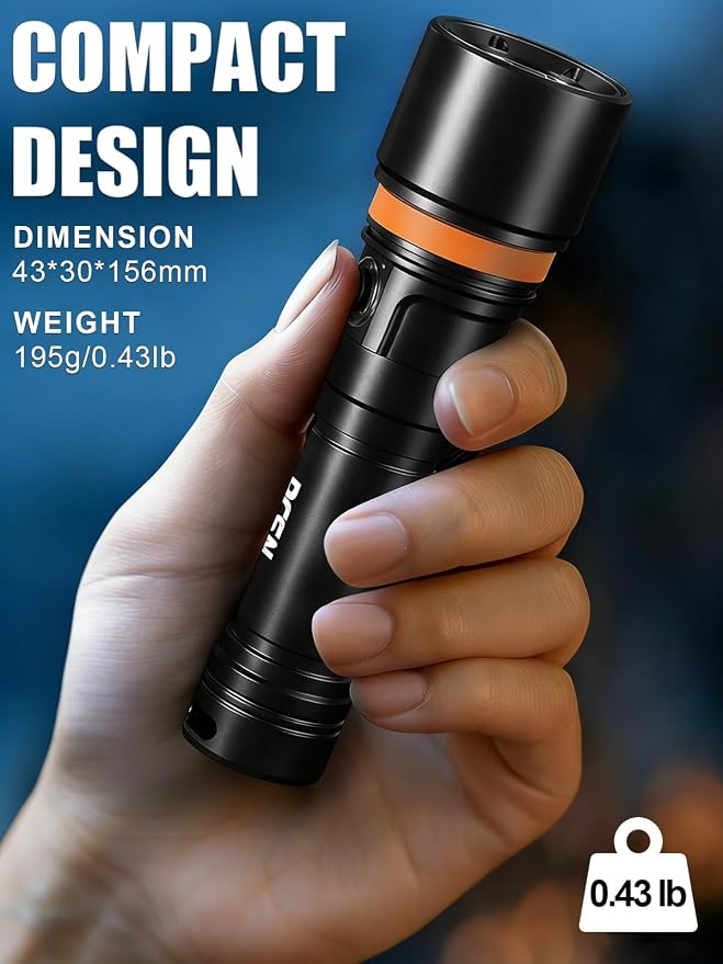 PFSN 3600 Lumens Dive Light, 150M Underwater Waterproof Diving Flashlight, 300M Long Range Beam, 20H Battery Life & Fast Charging, Rechargeable Scuba Dive Torch for Snorkeling Caving Spearfishing