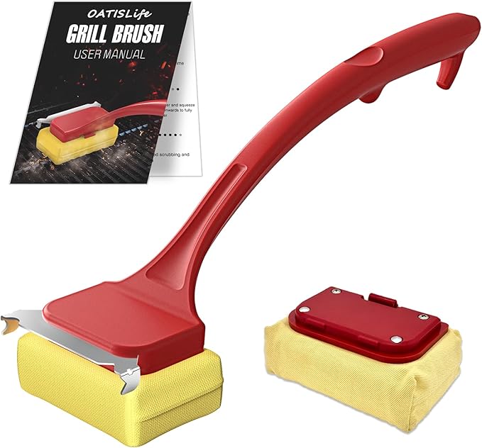 Grill Brush Bristle Free & Replacable Cleaning Head (Bundle)