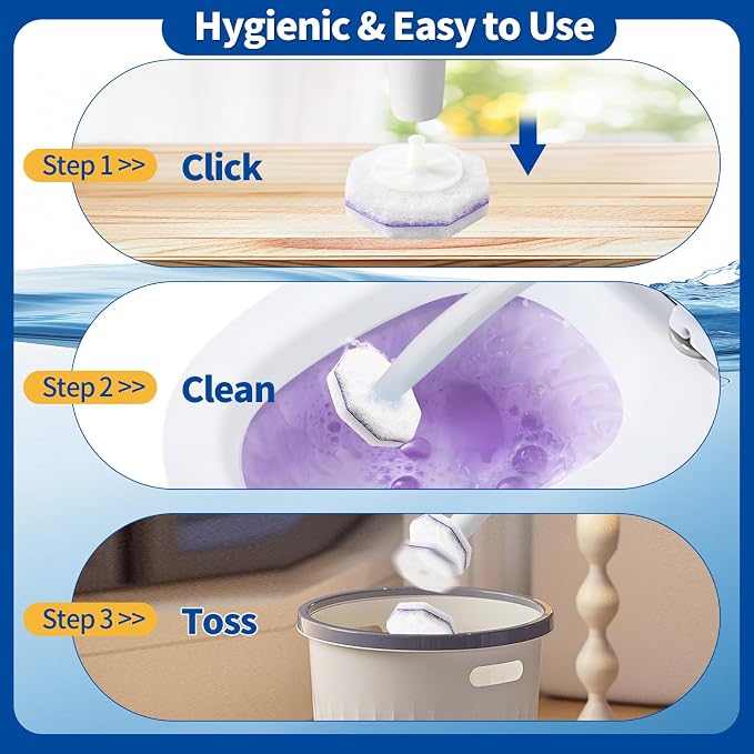 40 Count Toilet Bowl Wand Refills, Disposable Toilet Cleaner Refills, Disposable Wand Heads Compatible with Clorox and the Most Toilet Brushes,Lavender