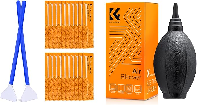 K&F Concept 24mm Full Frame Sensor Cleaning Swab*20+Air Blower Compatible with Nikon Sony Canon DSLR Camera Sensor