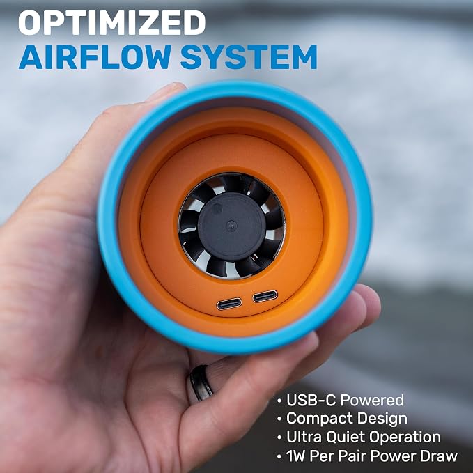 Original Wetsuit Dryer - USB-C Powered Airflow Drying System for Wetsuits, Drysuits, Booties & Gloves - 5-15 Hour Overnight Drying, Ultra-Quiet, Portable (2 Units)