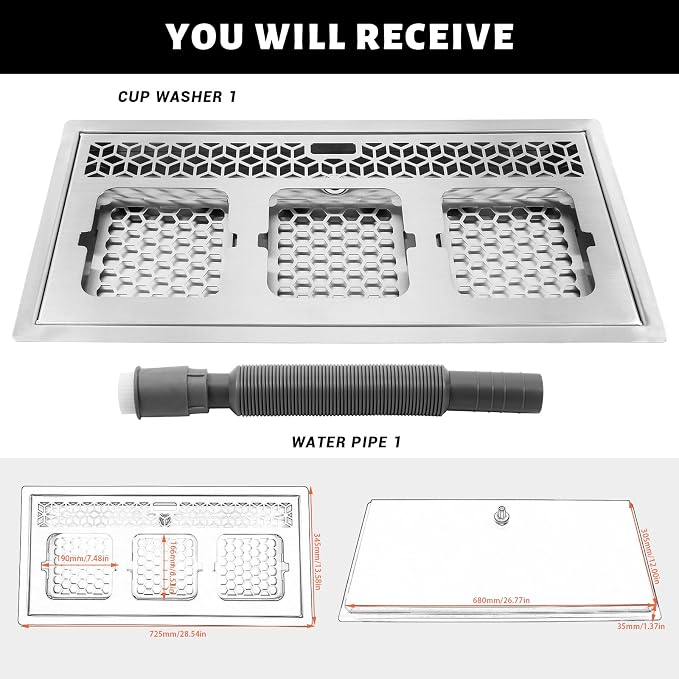 Embedded Stainless Steel Drip Tray,for Home Kitchen Hotel Cafe Restaurant,for Glass Drainer and Brewing Station Perfect for Beverage Shops (28.54x14.17 Inch-Silver)