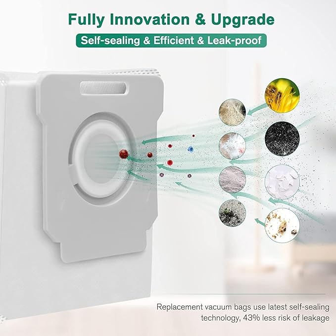 10 Pack New Dust Bags Replacement Parts Compatible with iRobot Roomba Combo j7+ j9+ Robot Vacuum & Mop Cleaner Accesories Dirt Garbage Collection Bag
