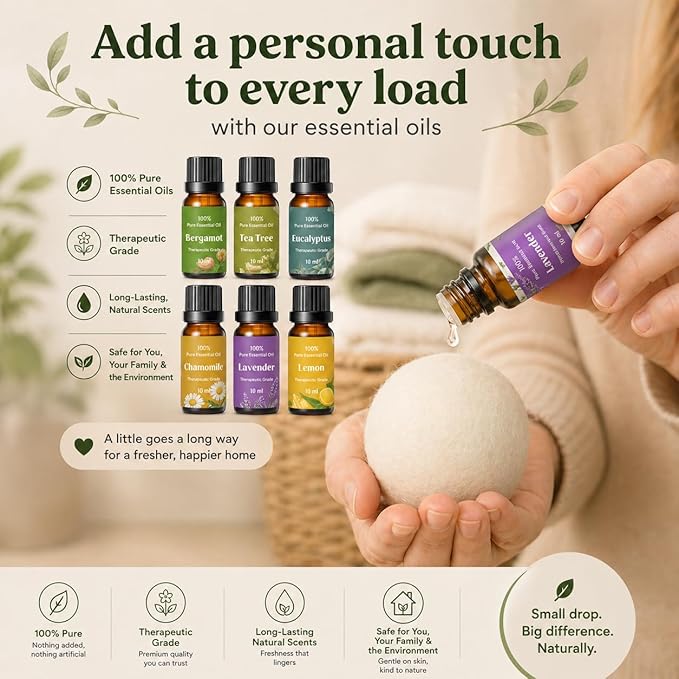 Wool Dryer Balls XL 4-Pack – Organic Wool Dryer Balls for Laundry Reusable, Natural Fabric Softener, Reduces Drying Time, Static, Wrinkles & Laundry Clumping