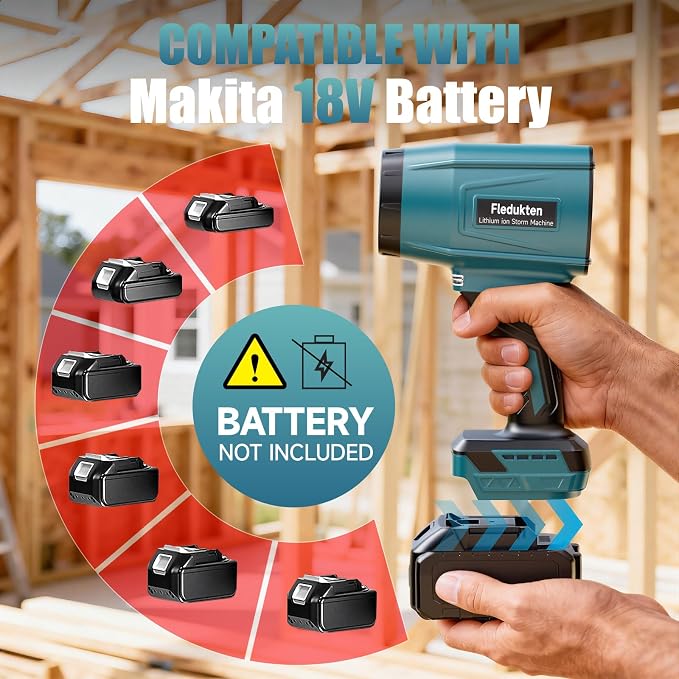 Cordless Leaf Blower Compatible with Makita 18V Battery (Tool Only), 800,000 RPM Brushless Turbo Jet Blower up to 60m/s Airflow, Lightweight 1.5 lbs Handheld Dust Cleaner for Patio, Lawn & Garage