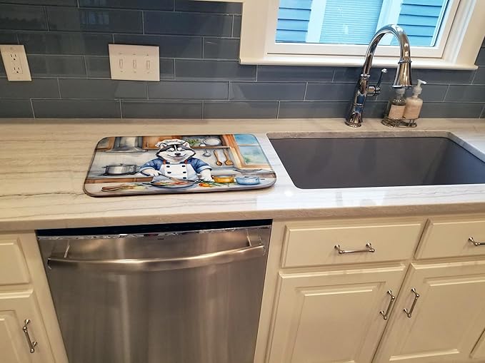 Caroline's Treasures DAC6328DDM Siberian Husky The Chef Dish Drying Mat Absorbent Dish Drying Mat Pad for Kitchen Counter Dish Drainer Mat for Countertop, 14 x 21", Multicolor