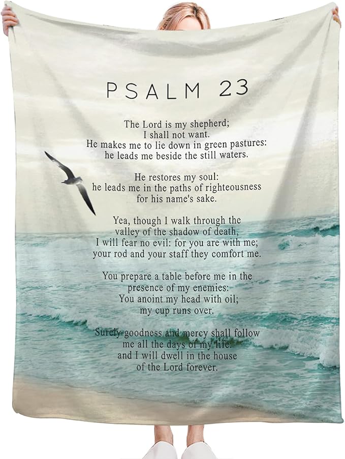 Tijuboni Psalm 23 Throw Blanket Christian Religious Gifts for Women Men Girls Boys Kids Adults Soft Flannel Fleece Blanket for Couch Sofa Bed Home Decor 60"x80"
