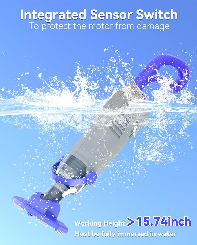 Handheld Pool Vacuum Cordless, 36.8Kpa Rechargeable Hot Tub Vacuum with 60Min Runtime, Spa Vacuum & 300/500 Mesh Filter Bags for Above Ground Pool, Spa & Hot Tub, Gray