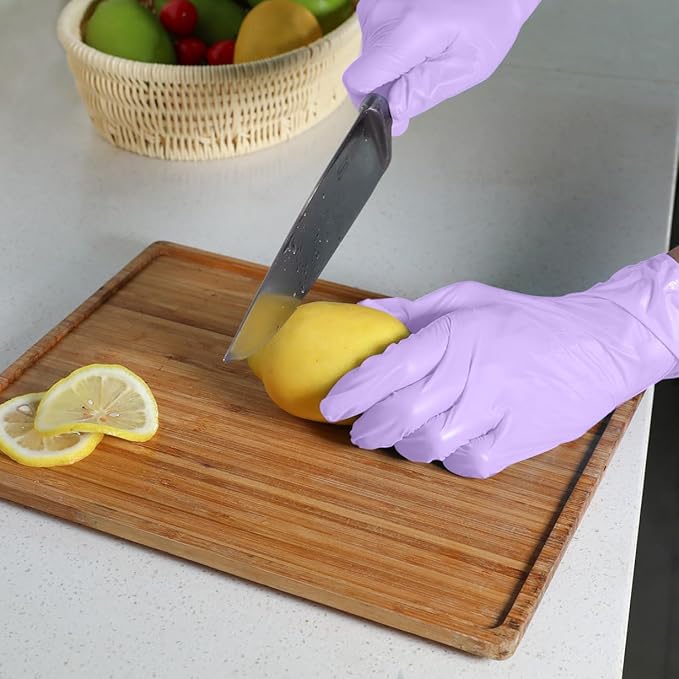 Disposable Gloves Small, Nitrile and Vinyl Blend Material Gloves, Latex Free 4 Mil 200 Pc Food Grade Glove for Cleaning, Food Prep, Hair Dye, Tattoo, Purple