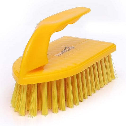 KLEEN HANDLER Iron Handle Scrub Brush for Household & Commercial Cleaning for Shower, Bathroom, Sink, Kitchen, Bathtub, Floor Scrubbing, 1 Pc - Yellow
