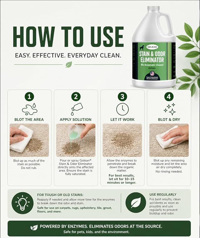 Strong Stain & Odor Eliminator - Cats & Dog Enzymatic Urine Destroyer -MADE IN USA- Fresh Scent Multi-Purpose Pet Stain Remover for Floors, Carpet, Bathrooms, Drains & Trash Deodorizer cleaner, 128oz