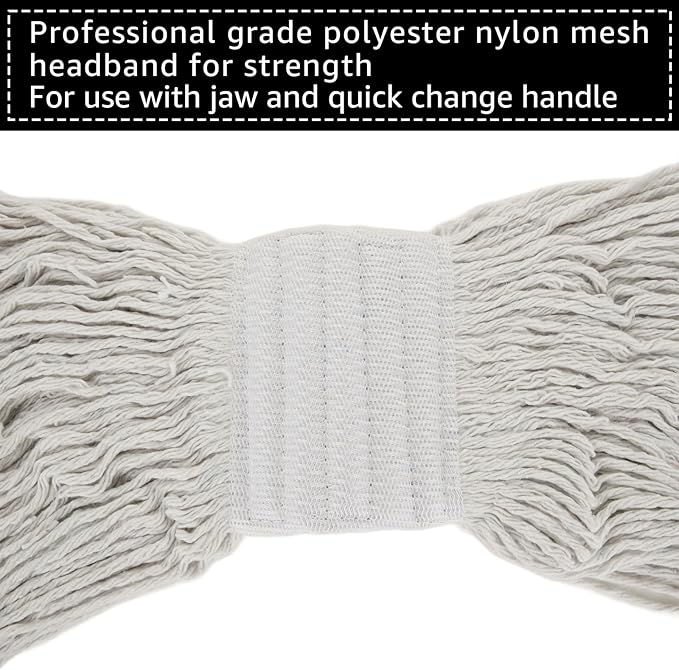 10Pcs Commercial String Mop Head, Loop-End Mop Head Replacement, Heavy Duty Mop Head Refills, Cotton Looped End Wet Cleaning Mop Refill for Floor Cleaning, Home, Industrial and Commercial Use (White)