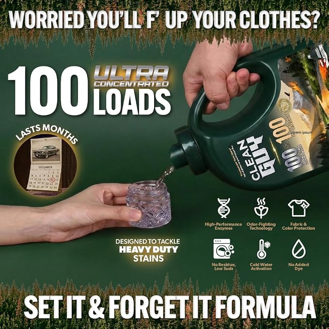 Laundry Detergent | Bold Wood & Pine Scent, Powerful Cleaning, Soft & Fresh Finish, Long-Lasting Aroma - Pine & Cedar (100 Loads)