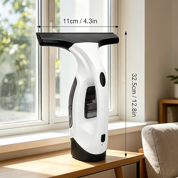 2200mAh Electric Window Cleaner Tool, Window Vacuum Squeegee Cordless, for Efficiently Spraying, Wiping and Vacuuming Windows, Mirrors, Shower Glass, Tiles (US Plug