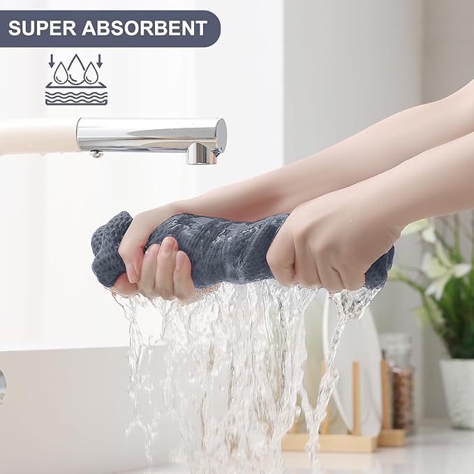 Homaxy 100% Cotton Kitchen Towels and Dishcloths Set, 12 x 12 Inches and 13 x 28 Inches, Set of 12 Bulk Kitchen Towels Set, Ultra Soft Absorbent Dish Cloths for Washing Dishes, Multicolor