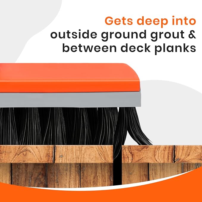 Deck Brush and 2 Pack 24-inches Push Brooms for Outdoor Floor Cleaning