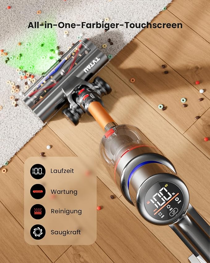 Cordless Vacuum Cleaner,600W 50KPA 70Mins Runtime for Home, Self-Standing Stick Vacuum with LED Display, Anti-Tangle, 8-in-1 Lightweight Vacuum for Pet Hair, Carpet, Hard Floor