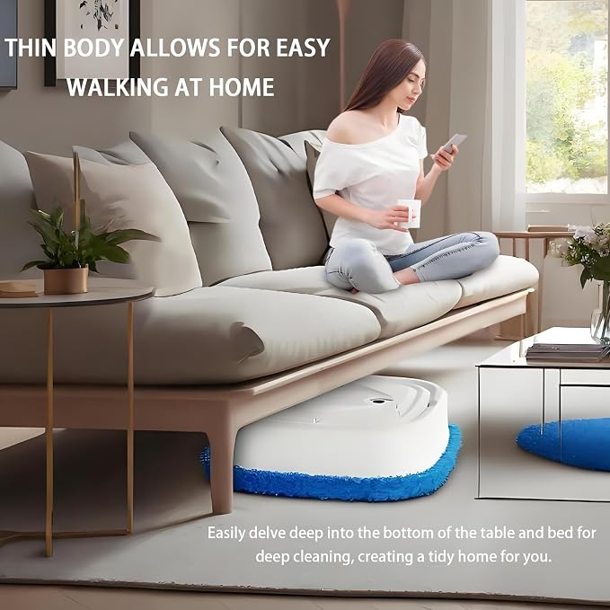 Automatic Robot Mop,Dual Use of Dry and Wet,Spray Function,Rechargeable Low Noise Intelligent Mopping Machine,Suitable for Bedrooms,Kitchens,Living Rooms(White)
