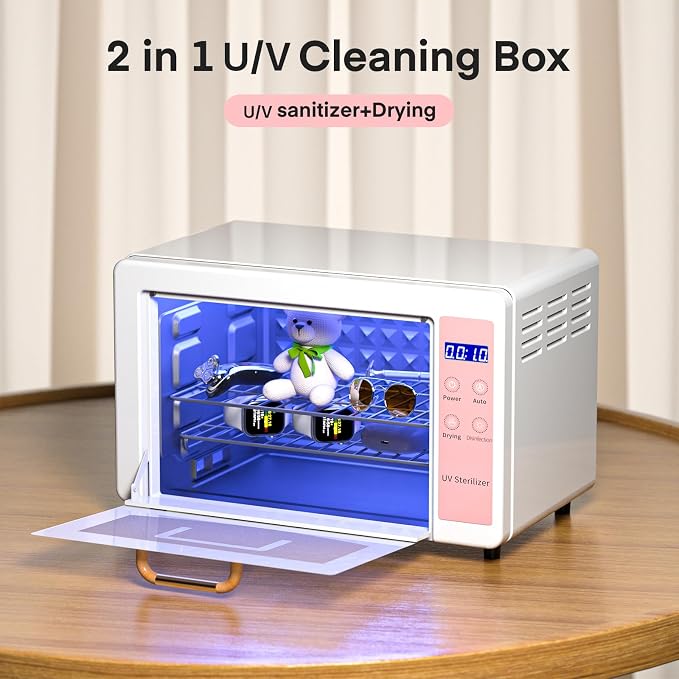Yofuly 10L Hot Air Cabinet for Nail Tools, Large Capacity Storage Organizer with Shelves, Dryer & Warmer for Salon, Spa, Esthetician, Home Use – Pink, Durable Aluminum Alloy