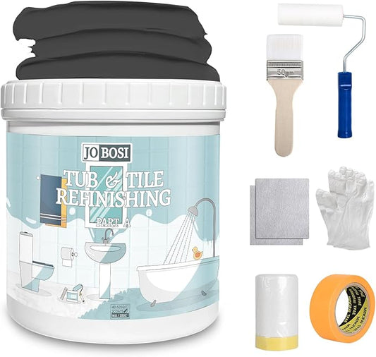 Gray Waterbased Tile Paint and Tile Refinishing Kit 32.0 Fl Oz， Quick-Dry TilePaint for Wall ，Floor, Sink Bathtub Paint for Bathroom, Kitchen, Toilets, Water Based，50-63sq.ft