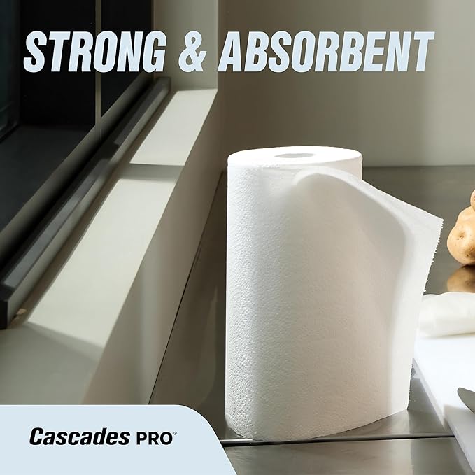 Cascades PRO Select Kitchen Roll Towel - Strong and Absorbent 2-Ply Paper Towels for Kitchens, Breakrooms, Schools, Offices - Recycled, Compostable - 250 Sheets/Roll, 12 Rolls/Box -K250 - White