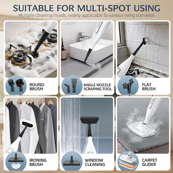 10 in 1 Steam Mop with Power Handheld Steamer, 266℉ Deep Cleaning, Removable Water Tank, 23FT Cord 2 Steam Modes & Multi-Purpose Steamer For Sealed Hard Floor, Laminate, Marble, Stone Floors