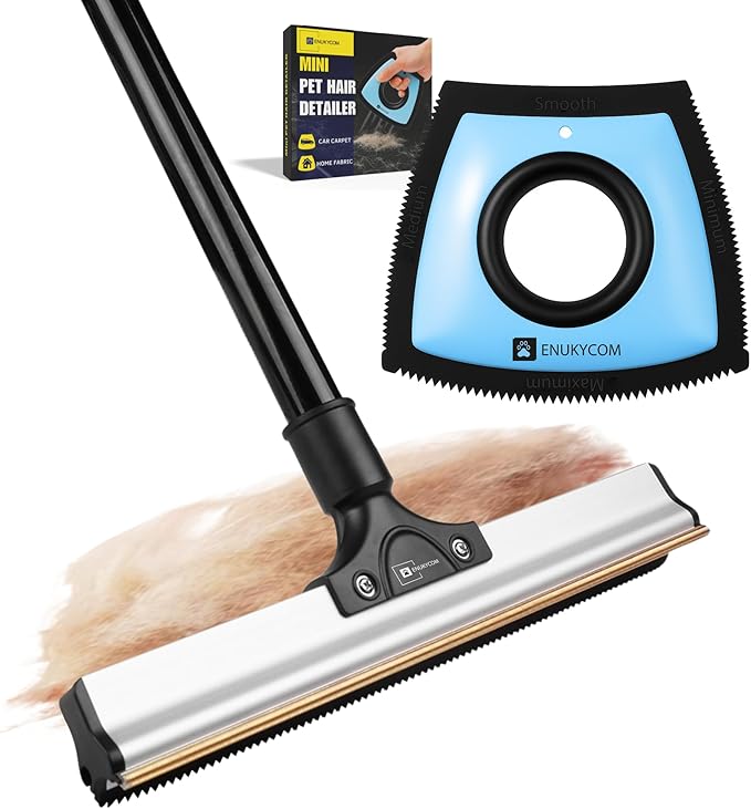 Pet Hair Removal Tool for Carpet & Car Detailing – 2025 Dual - Edge Carpet Rake & Pet Hair Remover – Deep Clean Dog & Cat Hair from Car, Rugs, Sofa, Couch, Furniture & Upholstery
