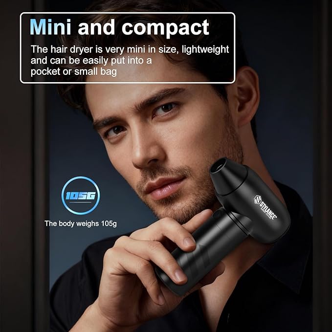 Barber Air Duster, 110000 RPM 2-in-1 Mini Aluminum Air Duster, Professional Hair Cleaning Tool for Barbers, Rechargeable Turbo Air Blower with Dust Filter, 2 Nozzles for Hair, Keyboard, PC