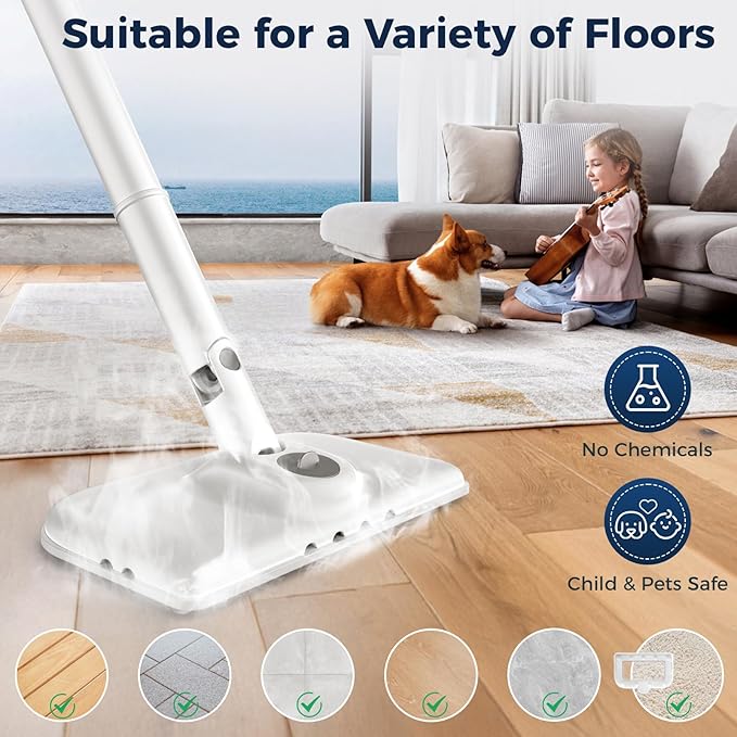 Steam Mop All-in-one for Floor Cleaning, MultiPurpose Steam Cleaner for Home with LED display screen