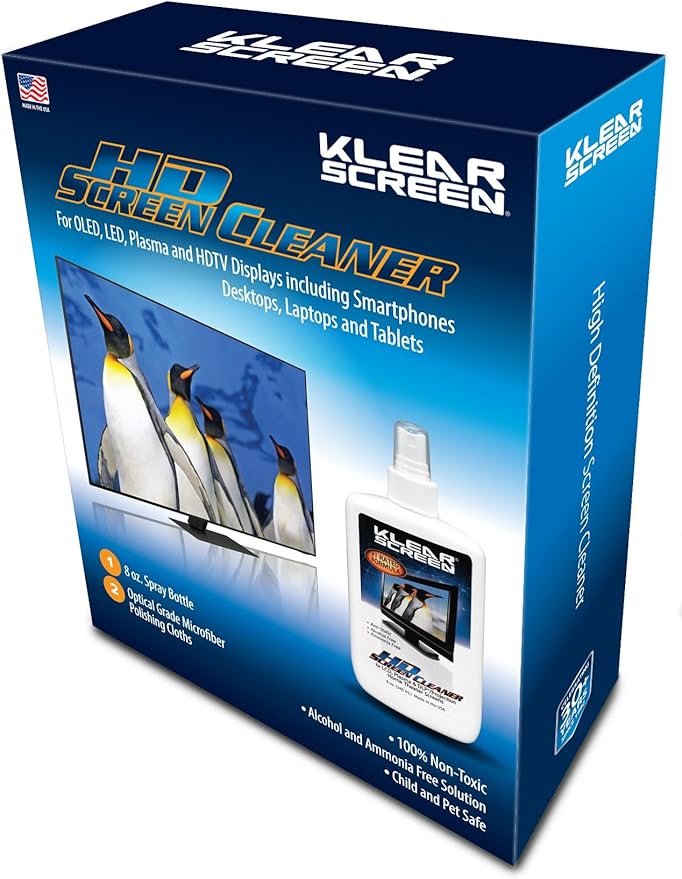 Electronic Cleaner Kit for iPhones and LED TVs - 8 oz. Spray Bottle, Large Microfiber Chamois Cloth, and Large Microfiber Terry Cloth for Crystal-Clear Screens and Brilliant Displays