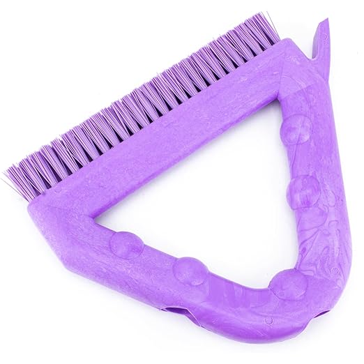 SPARTA Plastic Commercial Grout Brush, Triangle-Shaped Scrub Brush with Scraper and Two Threaded Holes for Attaching Handle (Sold Separately), 9 x 7 x 7 Inches, Purple, (Pack of 4)