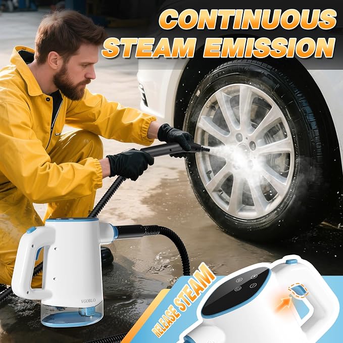 Steam Cleaner, 15s Fast Heat-Up & 500ml Removable Large Water Tank, Pressurized Handheld Steam Cleaner for Home, Multi-Surface Steamer for Cleaning Kitchen, Bathroom, Car, Floor, Furniture