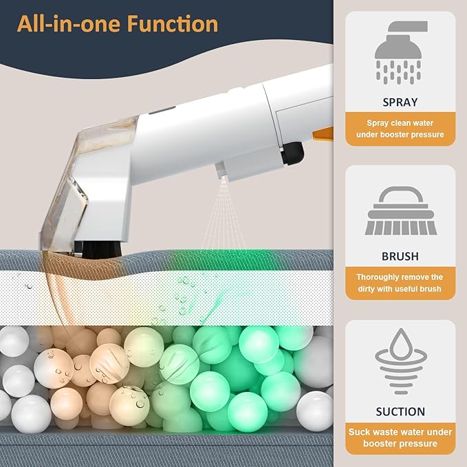 Portable Carpet & Upholstery Spot Cleaner Machine, Powerful Suction&Deep Cleaning Cleaner Machine for Area Rugs, Carpet, Couch, Car, Pets, with Brushhead and Solution