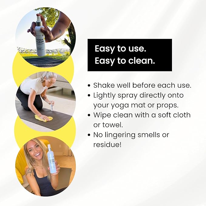 Yoga Clean – Eco-Friendly Yoga Mat Cleaner & Deodorizing Spray | Neutralizes Sweat & Odor to Protect Your Mat | 8 oz Plant-Based Formula, Spa-Like Scent, Made in the USA
