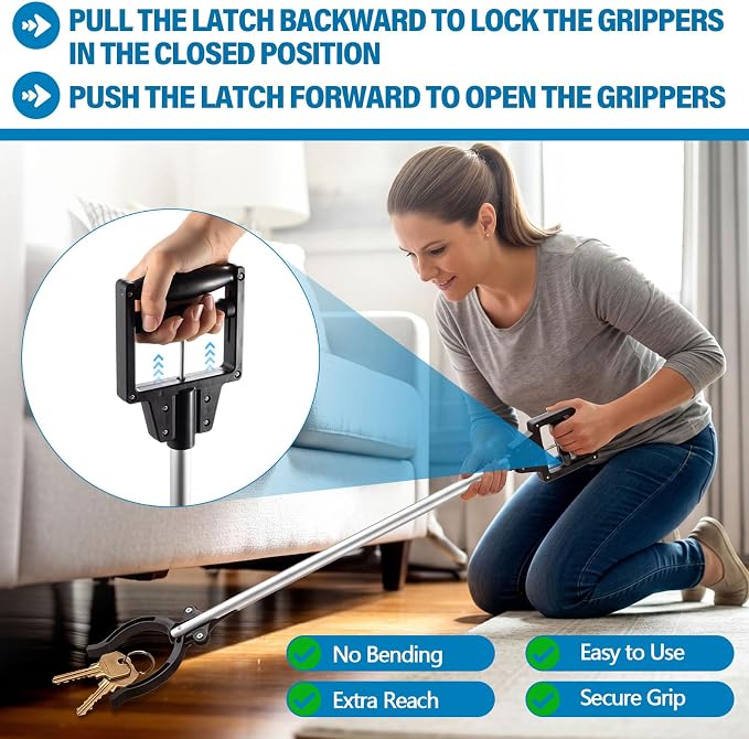 4 Pack Grabber Reacher Tool for Elderly, 31" Lightweight Reaching Aid with Full Handle, Trash Claw Grabber Pickup Stick for Seniors, Disabled, Post Surgery Recovery, Nursing Home Use