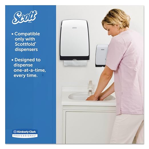 Scott 01980 SCOTTFOLD Paper Towels, 9 2/5 x 12 2/5, White, 175 Towels/Pack, 25 Packs/Carton