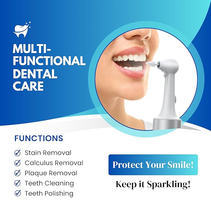 Ultrasonic Electric Teeth Polisher - Rechargeable Dental Calculus & Plaque Remover with 5 Heads, 3 Modes, and LED Light for At-Home Dental Care