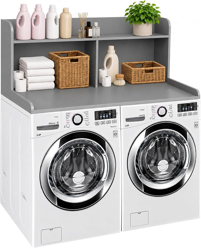 Royxen Laundry Countertop with 20“ Shelf Universal Fit, Washer and Dryer Countertop with Storage Space, Gray