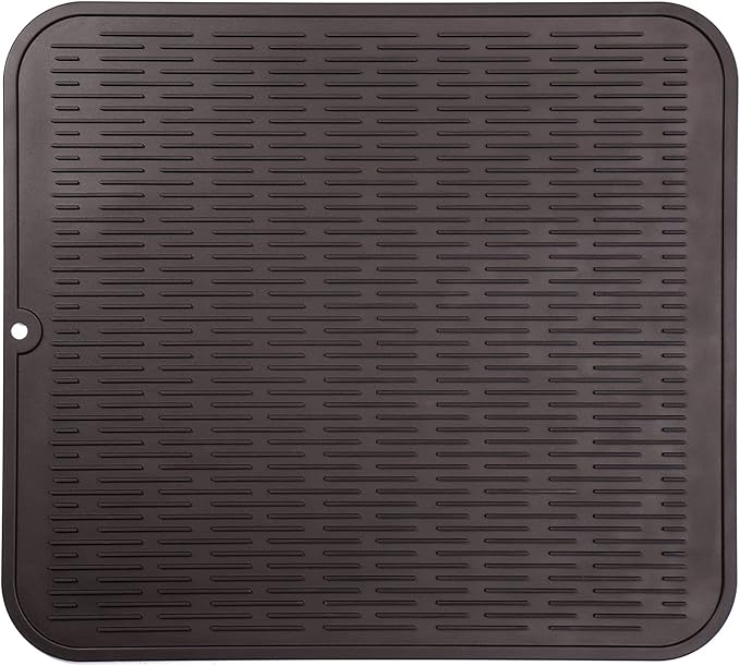MicoYang Silicone Dish Drying Mat for Multiple Usage,Easy clean,Eco-friendly,Heat-resistant Silicone Mat for Kitchen Counter or Sink,Refrigerator or Drawer Liner Coffee 2XL 24 inches x 18 inches
