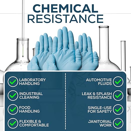 FIRST GLOVE Volt 6 Mil Blue Nitrile Disposable Gloves - 100 Count X-Large - Food Safe Medical Exam Grade Gloves for Cooking & Cleaning - Latex Free, Powder Free, Textured Grip