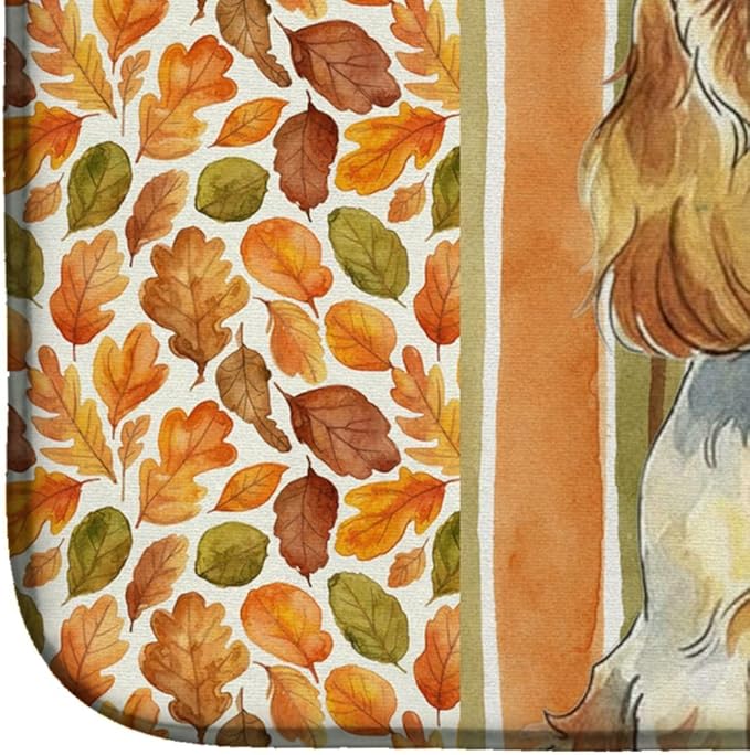 Caroline's Treasures Lemon Roan English Cocker Spaniel Heirloom Fall Dish Drying Mat Absorbent Dish Drying Mat Pad for Kitchen Counter Dish Drainer Mat for Countertop, 14 x 21", Multicolor
