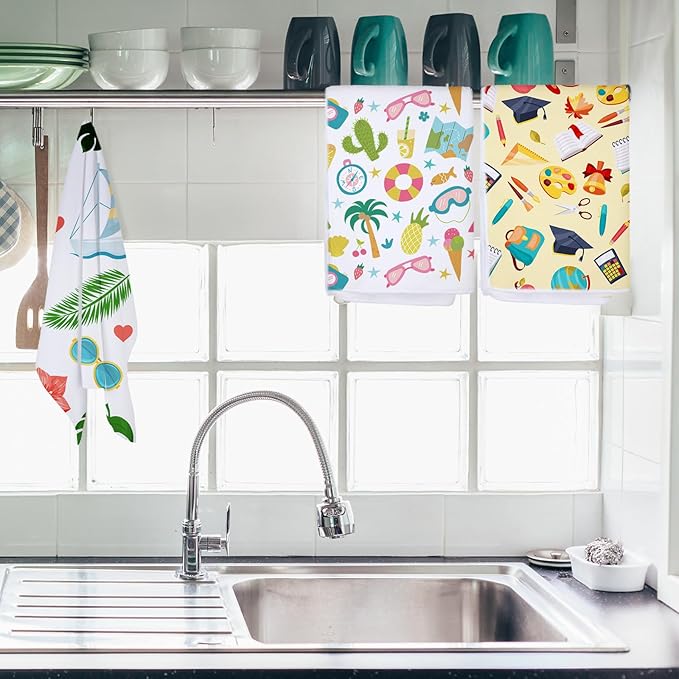 Patelai 6 Pieces Sublimation Dishtowel Absorbent Multi Purpose Kitchen Dish Towels Blank DIY Dishcloth Bathroom Towel for Fall Christmas Kitchen Home Decor,16 x 24 Inch