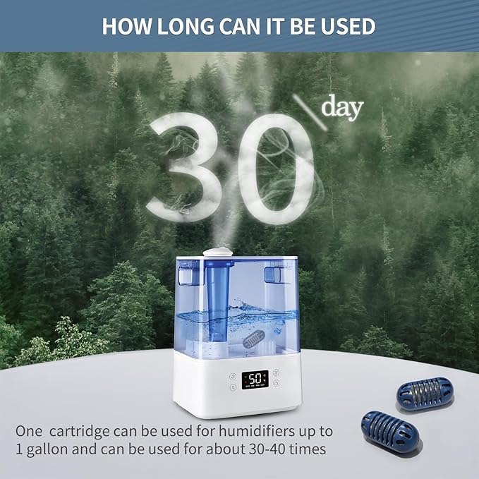 Demineralization Cartridge for Humidifier Compatible with HoMedics Total-Comfort Ultrasonic Humidifier: 20- Pack Demineralizer Tablets Filter Replacement for Water Decalcification, Remove Odor
