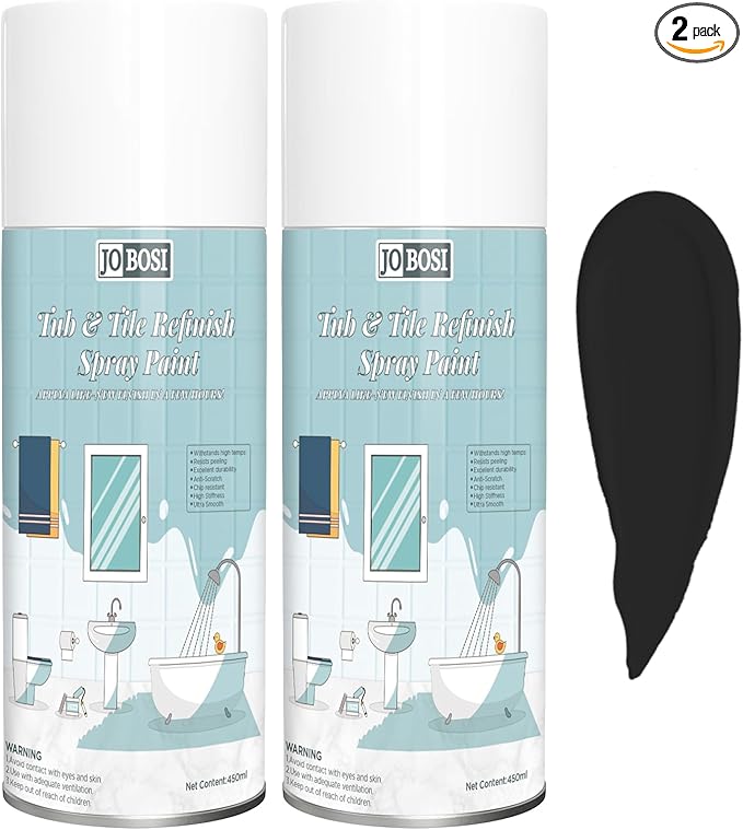 Black Ceramic Tub Spray Paint （16 FL Oz *2 pack）- High-performance aerosol spray gun kit, Household appliances, refrigerator, ceramics, bathtubs, vases, bathroom floors, etc., furniture wood color change and more DIY coatings - Quick drying and smooth ...