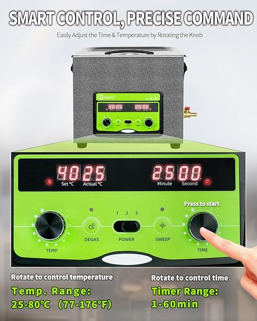 ONEZILI Ultrasonic Cleaner 10L, 240W Ultrasonic Parts Cleaner with Adjustable Power, Sweep & Degas for 360°Cavitation Cleaning- Industrial Ultrasonic Cleaning Machine for Hardware & Mechanical Parts