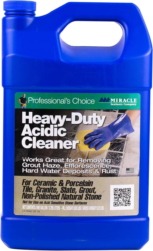 Miracle Sealants Heavy-Duty Acidic Cleaner for Tile & Stone, Grout Haze, Rust Stain & Efflorescence Remover, Gallon